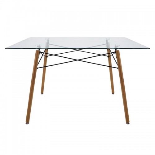 Mesa Oslo cristal rectangular nogal